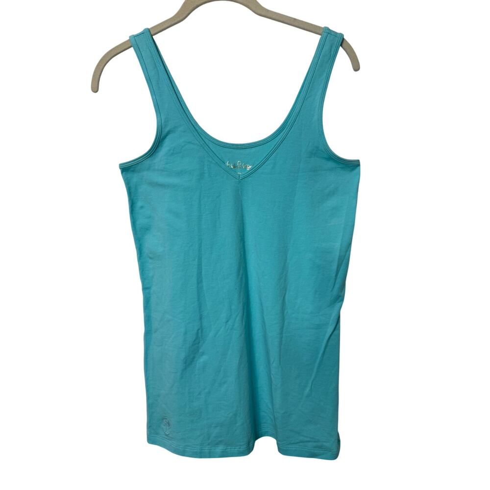 Lilly Pulitzer V Neck Sleeveless Tank Top Sz Medium Light Turquoise